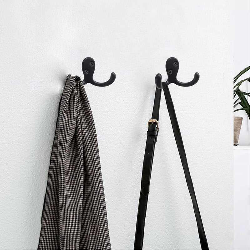 MsBong Coat Hooks Hardware,20 Pcs Wall Hooks Heavy Duty Hooks for Hanging Coats Double No Rust Hook Wall Mounted for Key, Towel, Bags, Cup, Hat (20pcs Black) - Image 5